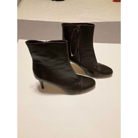 Isaac Mizrahi Zip up Spike Heel Black Leather Booties, 9.5 - Picture 6 of 10